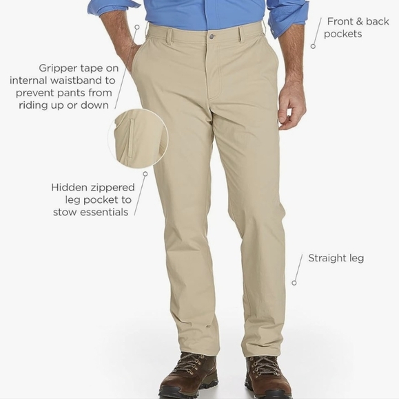 Coolibar Marco Polo Summer Casual Pants UPF 50+ Tan Mens 36 - Picture 5 of 15